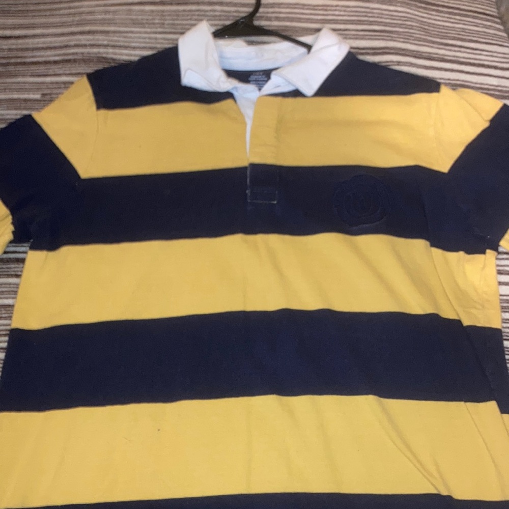 American Eagle Dark Blue and Yellow Long Sleeve Tee